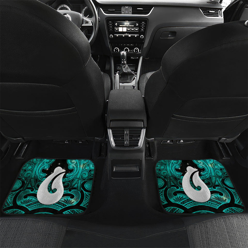 Personalised Maori Matariki Hei Matau Turquoise Car Mats Maori Kowhaiwhai Pattern Galaxy