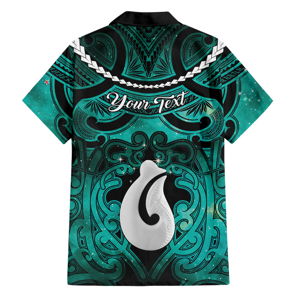Personalised Maori Matariki Hei Matau Turquoise Family Matching Long Sleeve Bodycon Dress and Hawaiian Shirt Maori Kowhaiwhai Pattern Galaxy LT01 - Polynesian Pride