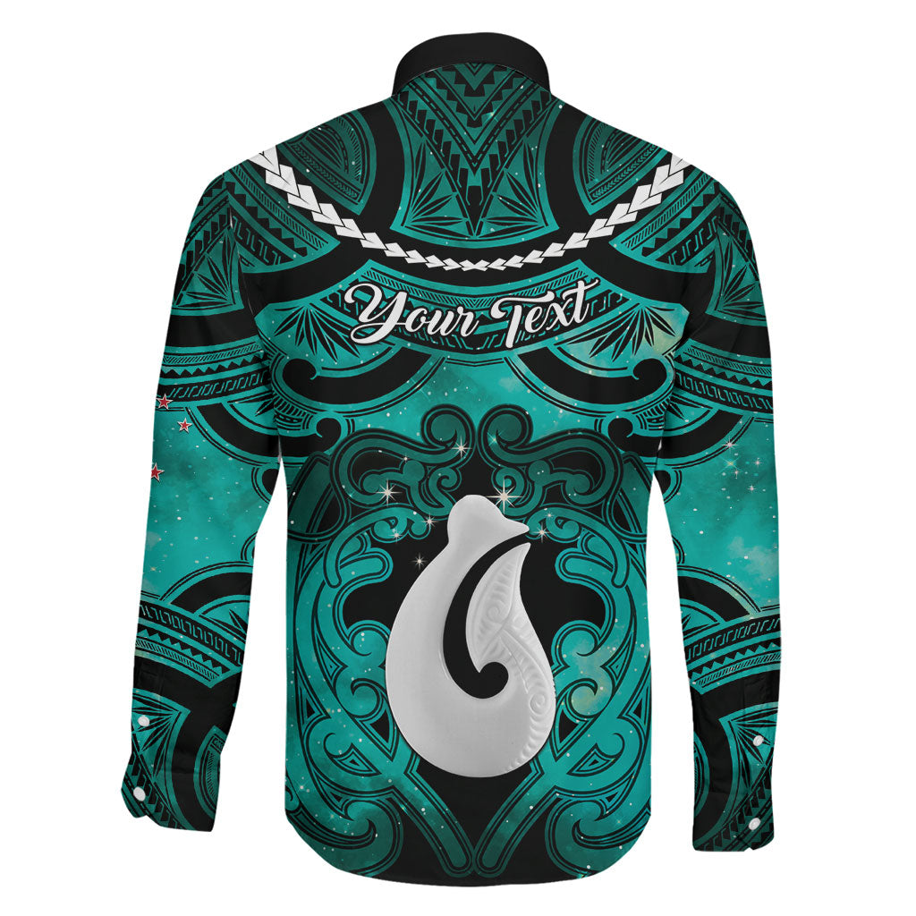 Personalised Maori Matariki Hei Matau Turquoise Family Matching Short Sleeve Bodycon Dress and Hawaiian Shirt Maori Kowhaiwhai Pattern Galaxy LT01 - Polynesian Pride
