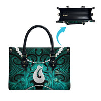 Maori Matariki Hei Matau Turquoise Leather Bag Maori Kowhaiwhai Pattern Galaxy