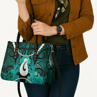 Maori Matariki Hei Matau Turquoise Leather Bag Maori Kowhaiwhai Pattern Galaxy