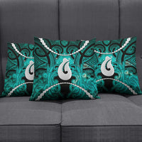 Maori Matariki Hei Matau Turquoise Pillow Cover Maori Kowhaiwhai Pattern Galaxy