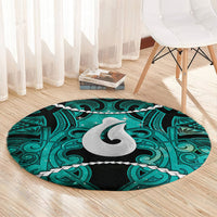 Maori Matariki Hei Matau Turquoise Round Carpet Maori Kowhaiwhai Pattern Galaxy