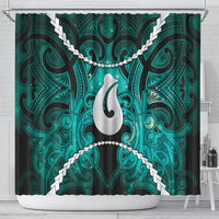 Maori Matariki Hei Matau Turquoise Shower Curtain Maori Kowhaiwhai Pattern Galaxy