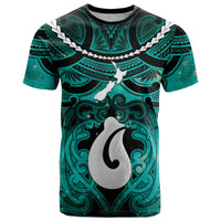 Personalised Maori Matariki Hei Matau Turquoise T Shirt Maori Kowhaiwhai Pattern Galaxy