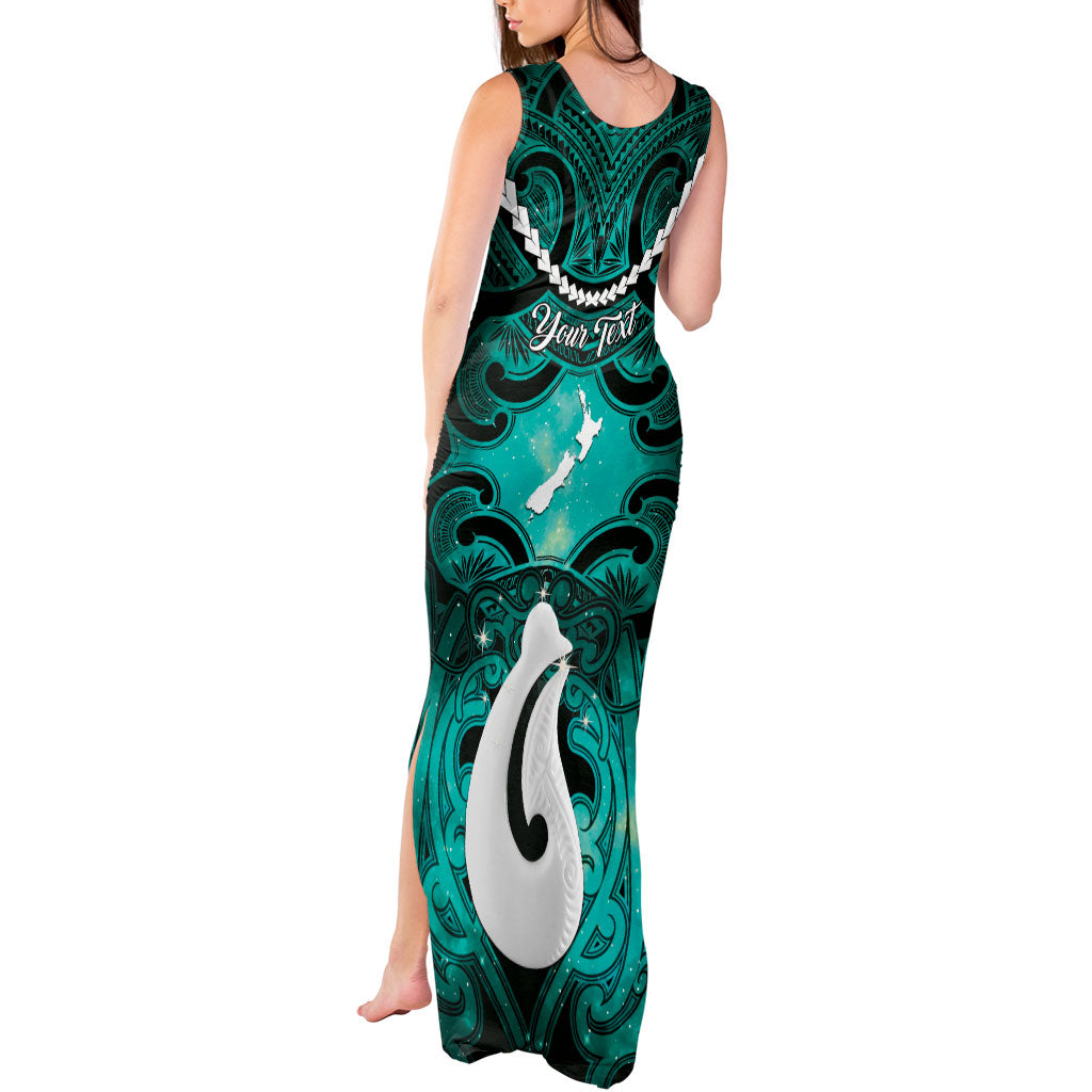 Personalised Maori Matariki Hei Matau Turquoise Tank Maxi Dress Maori Kowhaiwhai Pattern Galaxy