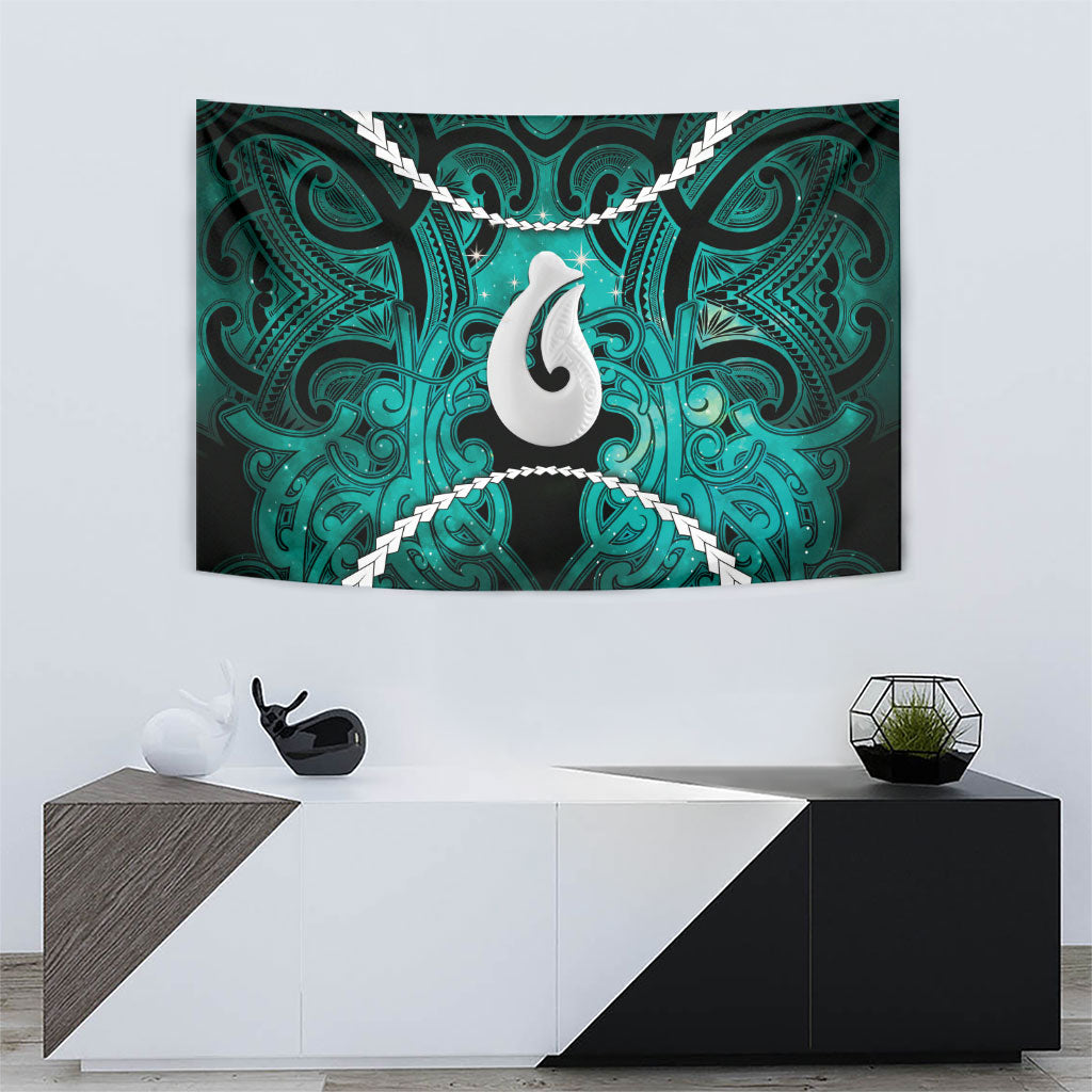 Maori Matariki Hei Matau Turquoise Tapestry Maori Kowhaiwhai Pattern Galaxy