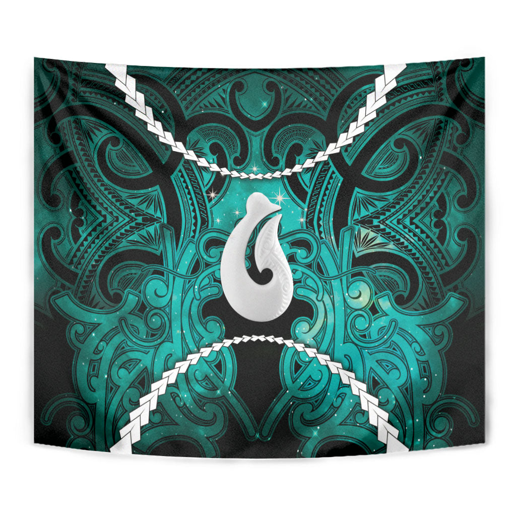 Maori Matariki Hei Matau Turquoise Tapestry Maori Kowhaiwhai Pattern Galaxy