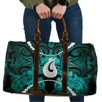 Maori Matariki Hei Matau Turquoise Travel Bag Maori Kowhaiwhai Pattern Galaxy