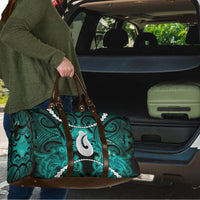 Maori Matariki Hei Matau Turquoise Travel Bag Maori Kowhaiwhai Pattern Galaxy