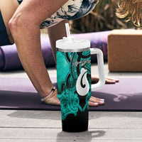 Personalised Maori Matariki Hei Matau Turquoise Tumbler With Handle Maori Kowhaiwhai Pattern Galaxy