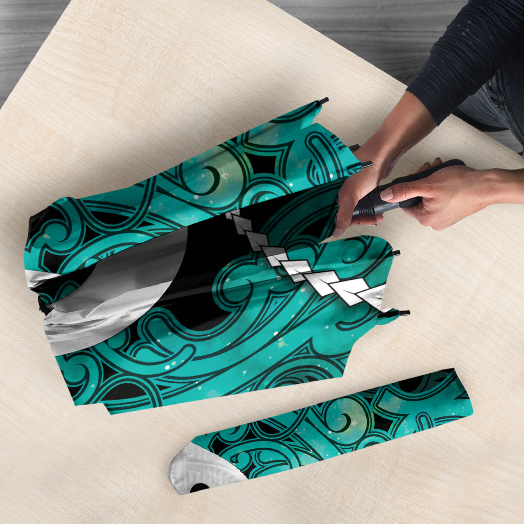 Maori Matariki Hei Matau Turquoise Umbrella Maori Kowhaiwhai Pattern Galaxy