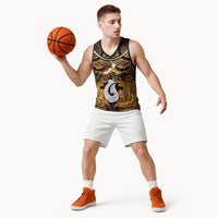 Personalised Maori Matariki Hei Matau Kowhai Basketball Jersey Maori Kowhaiwhai Pattern Galaxy