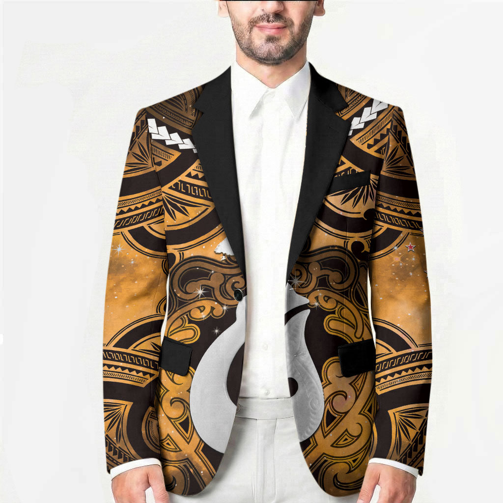 Personalised Maori Matariki Hei Matau Kowhai Blazer Maori Kowhaiwhai Pattern Galaxy