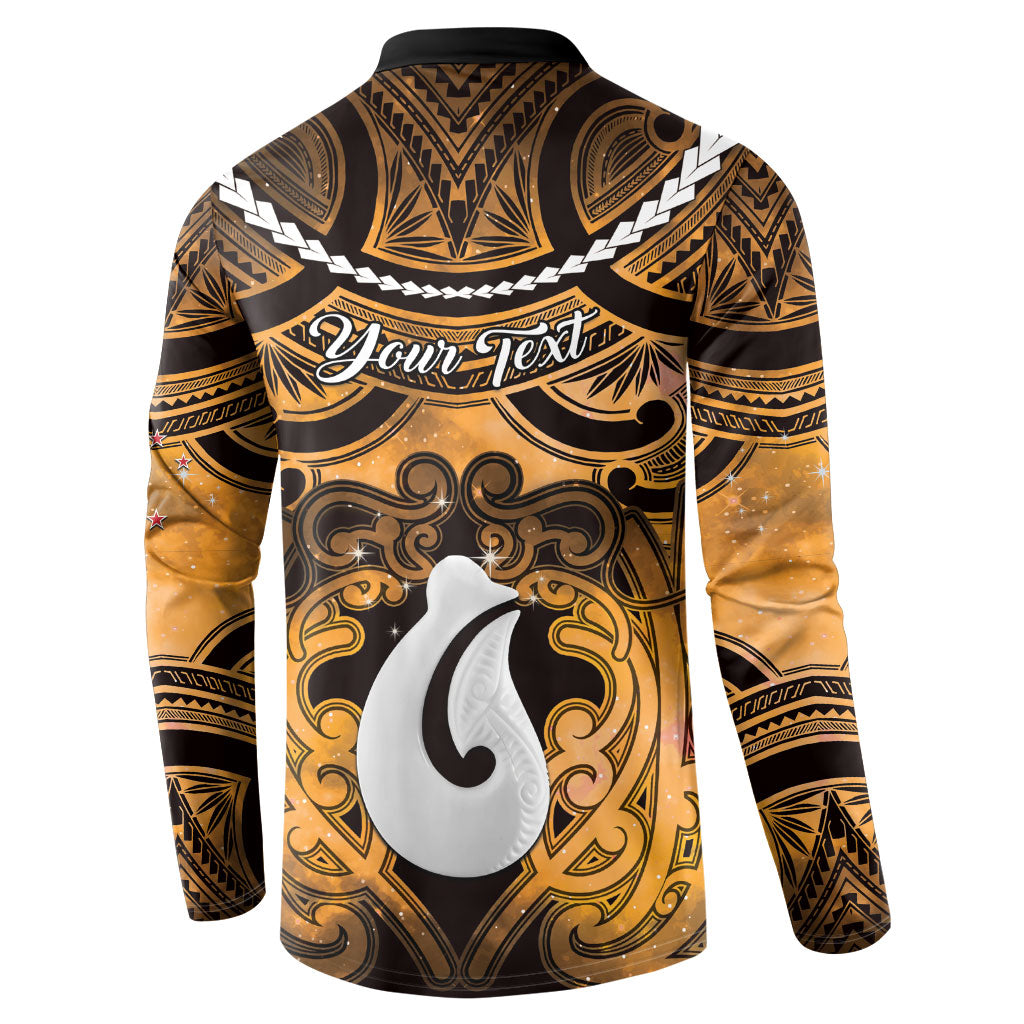 Personalised Maori Matariki Hei Matau Kowhai Button Sweatshirt Maori Kowhaiwhai Pattern Galaxy