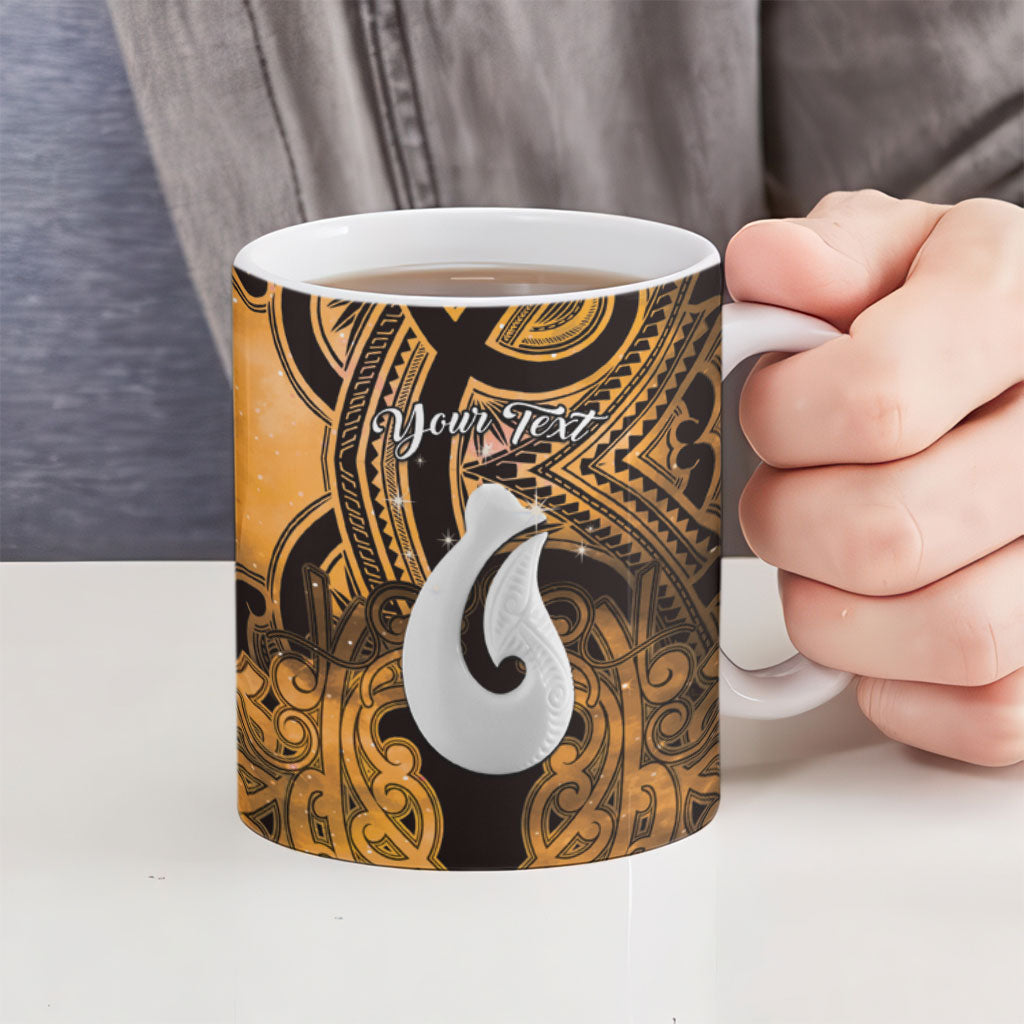 Personalised Maori Matariki Hei Matau Kowhai Ceramic Mug Maori Kowhaiwhai Pattern Galaxy
