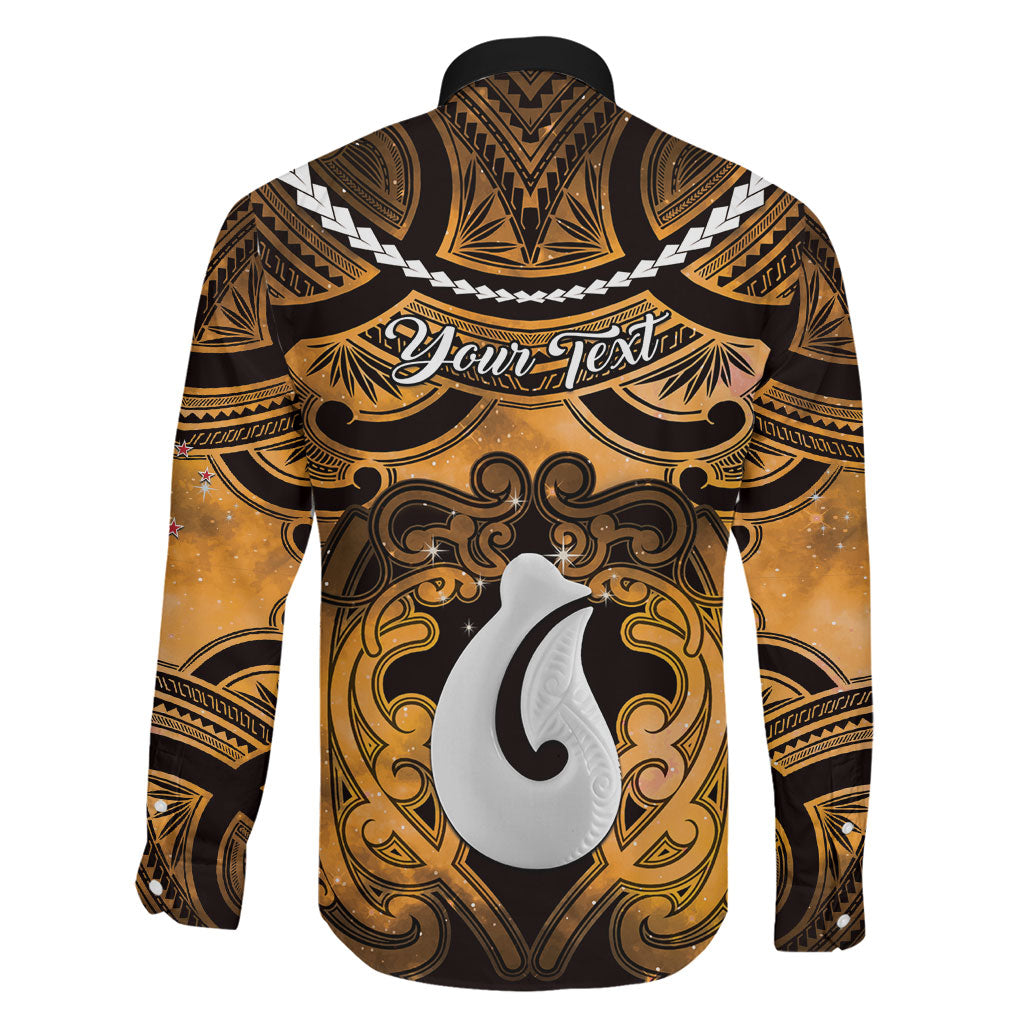 Personalised Maori Matariki Hei Matau Kowhai Family Matching Off Shoulder Short Dress and Hawaiian Shirt Maori Kowhaiwhai Pattern Galaxy LT01 - Polynesian Pride