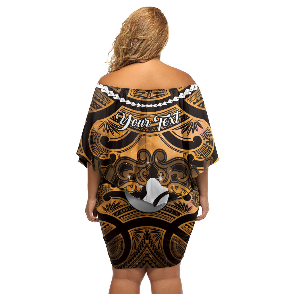 Personalised Maori Matariki Hei Matau Kowhai Family Matching Off Shoulder Short Dress and Hawaiian Shirt Maori Kowhaiwhai Pattern Galaxy LT01 - Polynesian Pride