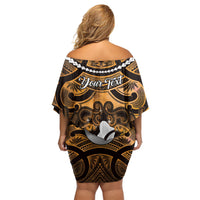 Personalised Maori Matariki Hei Matau Kowhai Family Matching Off Shoulder Short Dress and Hawaiian Shirt Maori Kowhaiwhai Pattern Galaxy LT01 - Polynesian Pride