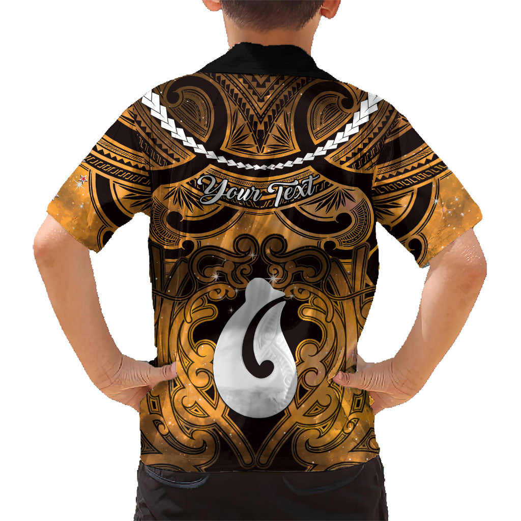 Personalised Maori Matariki Hei Matau Kowhai Family Matching Short Sleeve Bodycon Dress and Hawaiian Shirt Maori Kowhaiwhai Pattern Galaxy LT01 - Polynesian Pride