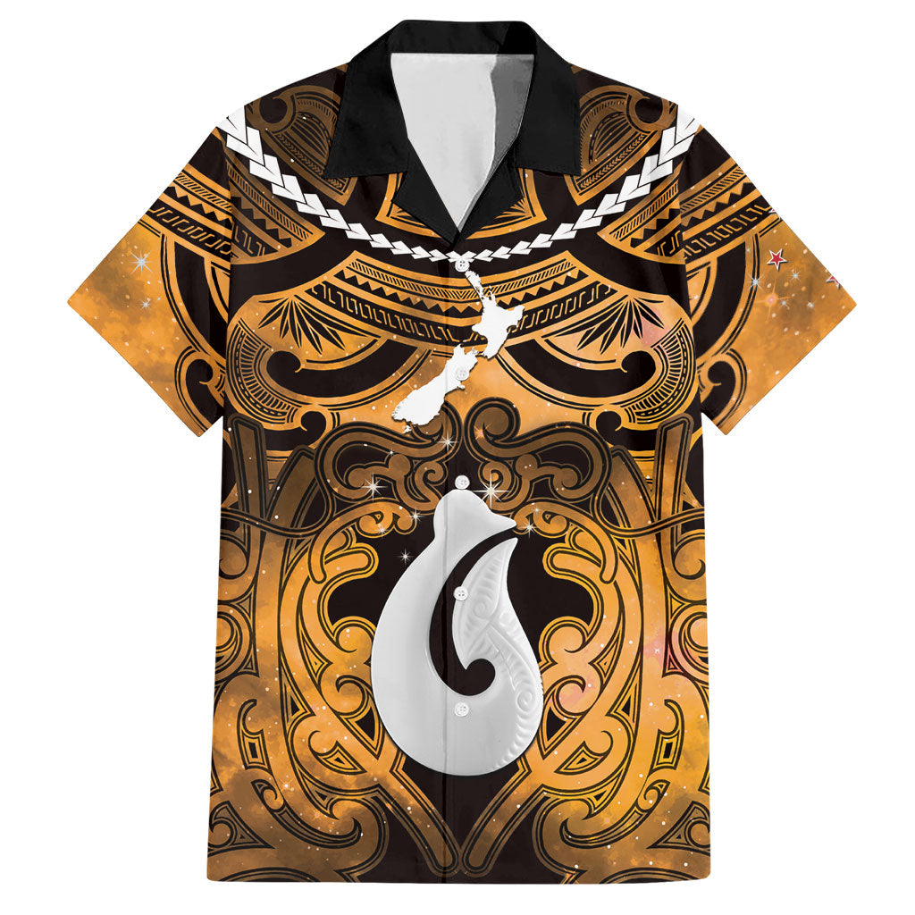 Personalised Maori Matariki Hei Matau Kowhai Hawaiian Shirt Maori Kowhaiwhai Pattern Galaxy