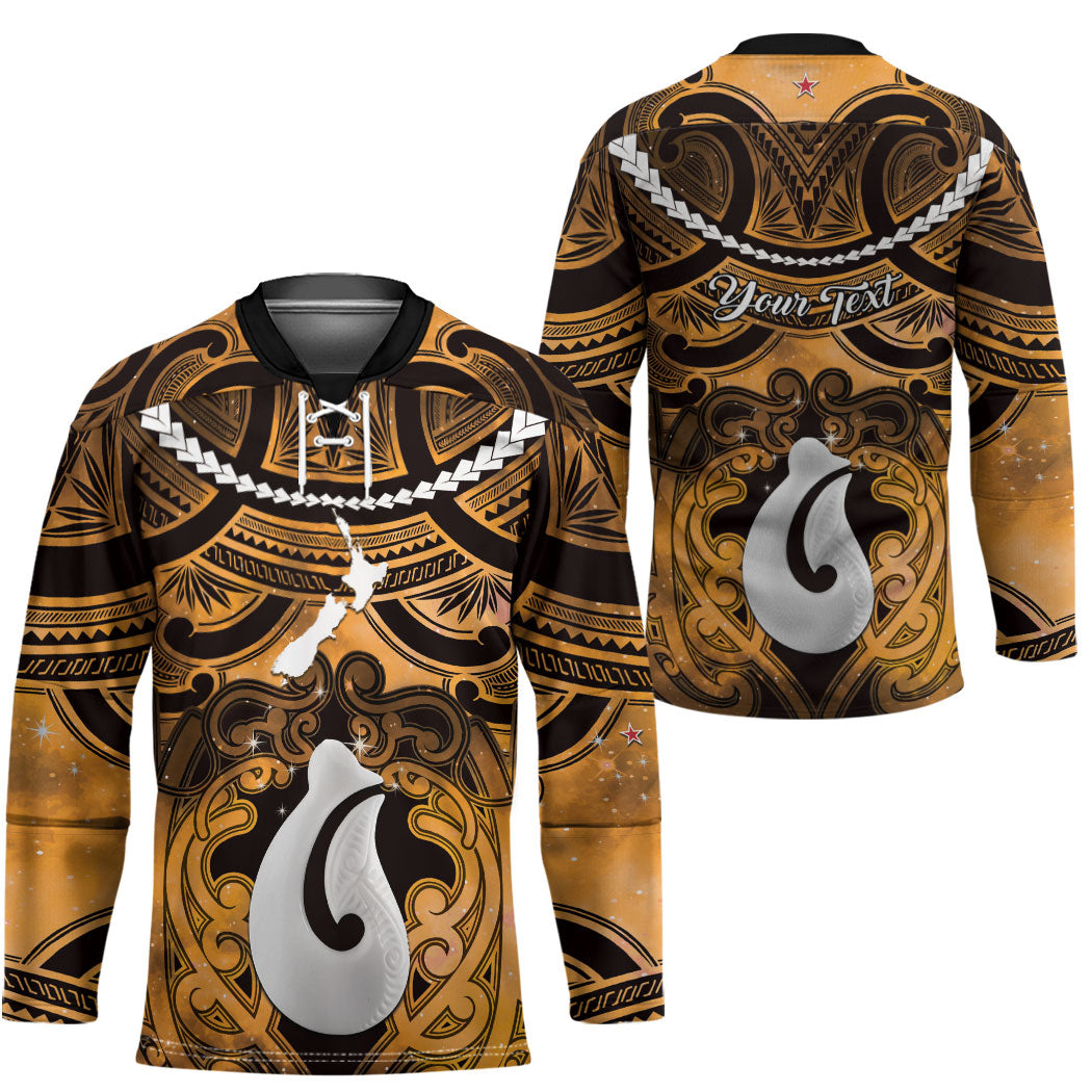 Personalised Maori Matariki Hei Matau Kowhai Hockey Jersey Maori Kowhaiwhai Pattern Galaxy