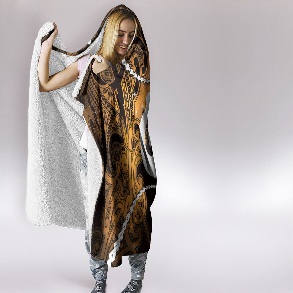 Maori Matariki Hei Matau Kowhai Hooded Blanket Maori Kowhaiwhai Pattern Galaxy