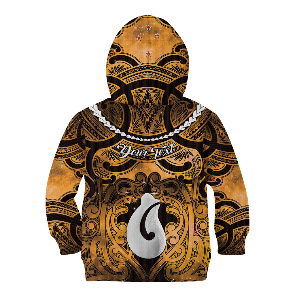Personalised Maori Matariki Hei Matau Kowhai Kid Hoodie Maori Kowhaiwhai Pattern Galaxy