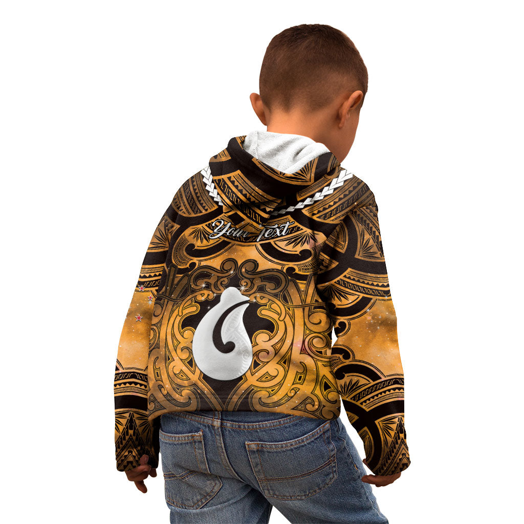 Personalised Maori Matariki Hei Matau Kowhai Kid Hoodie Maori Kowhaiwhai Pattern Galaxy