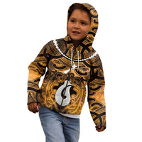Personalised Maori Matariki Hei Matau Kowhai Kid Hoodie Maori Kowhaiwhai Pattern Galaxy