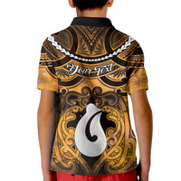 Personalised Maori Matariki Hei Matau Kowhai Kid Polo Shirt Maori Kowhaiwhai Pattern Galaxy