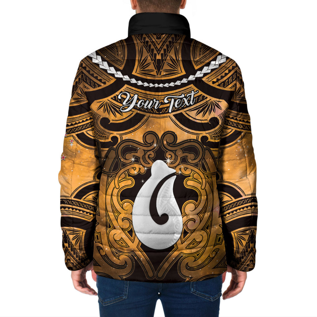 Personalised Maori Matariki Hei Matau Kowhai Padded Jacket Maori Kowhaiwhai Pattern Galaxy