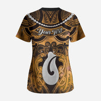 Personalised Maori Matariki Hei Matau Kowhai Scrub Top Maori Kowhaiwhai Pattern Galaxy