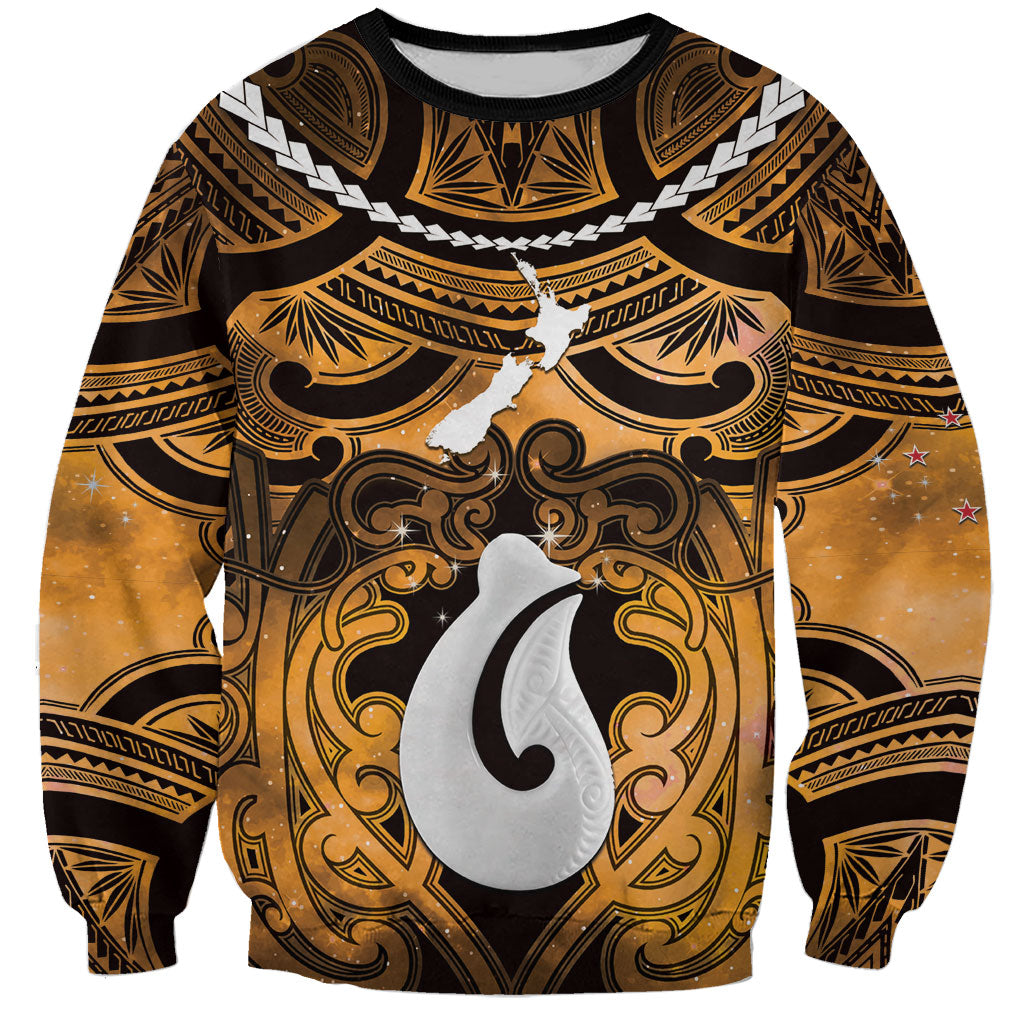 Personalised Maori Matariki Hei Matau Kowhai Sweatshirt Maori Kowhaiwhai Pattern Galaxy