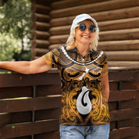 Personalised Maori Matariki Hei Matau Kowhai Women Polo Shirt Maori Kowhaiwhai Pattern Galaxy