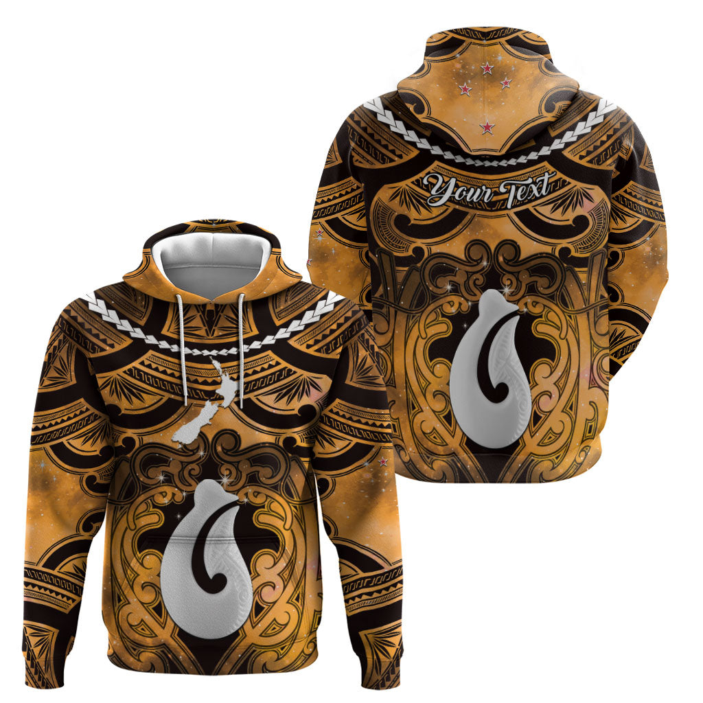 Personalised Maori Matariki Hei Matau Kowhai Zip Hoodie Maori Kowhaiwhai Pattern Galaxy