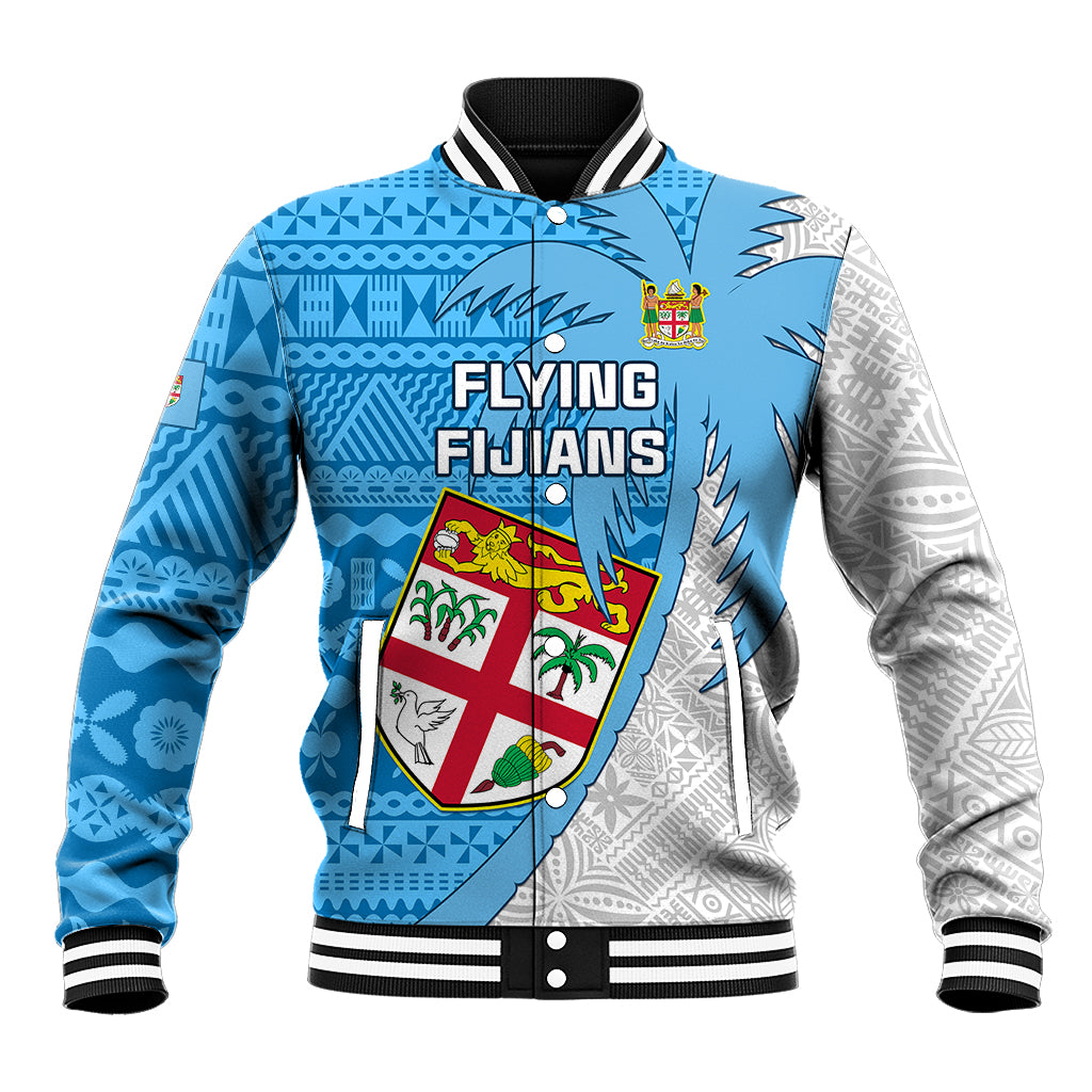 Fiji Rugby Baseball Jacket Come On Fijian Tapa Pattern LT01 Unisex Blue - Polynesian Pride