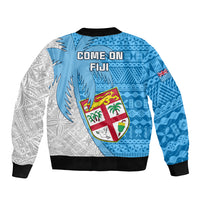 Fiji Rugby Sleeve Zip Bomber Jacket Come On Fijian Tapa Pattern LT01 - Polynesian Pride