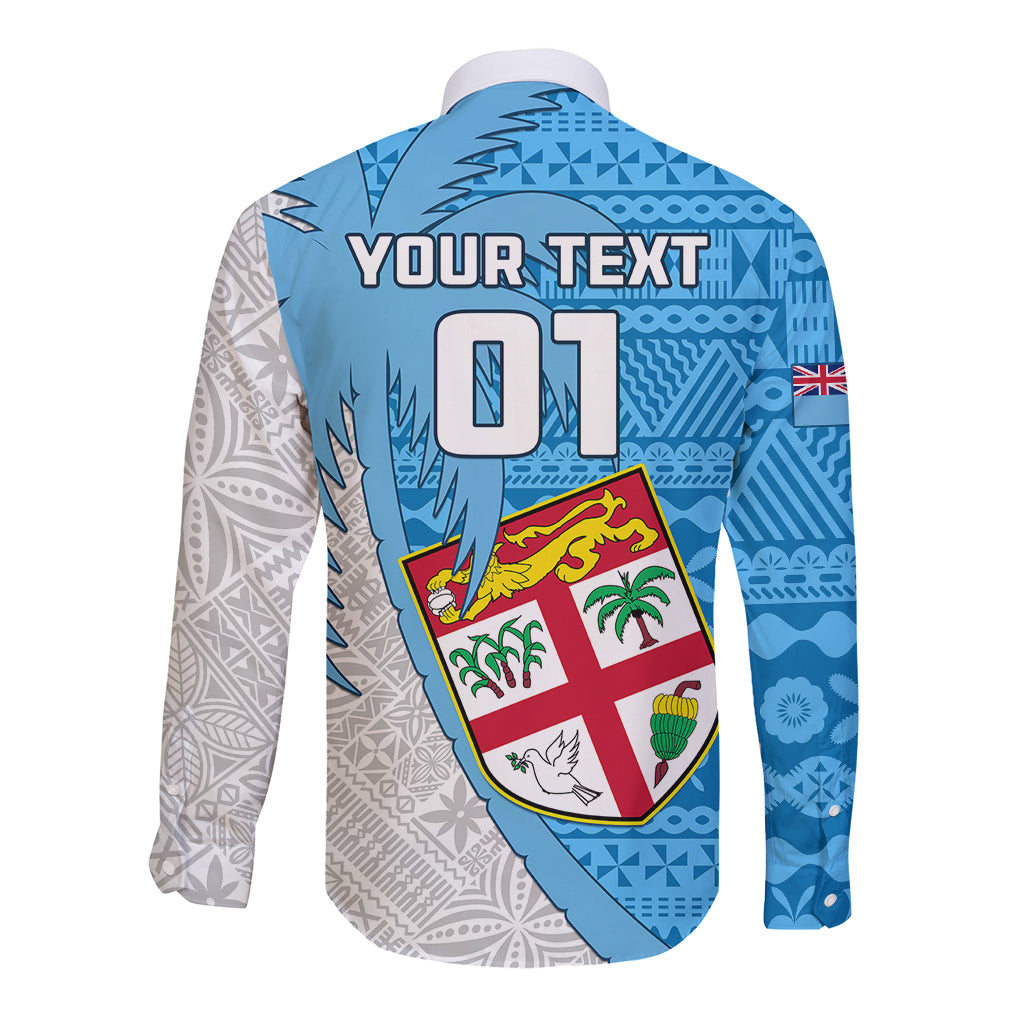 Custom Fiji Rugby Long Sleeve Button Shirt Come On Fijian Tapa Pattern LT01 - Polynesian Pride