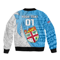 Custom Fiji Rugby Sleeve Zip Bomber Jacket Come On Fijian Tapa Pattern LT01 - Polynesian Pride