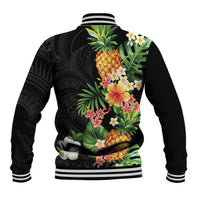 Hawaii Pineapple Tropical Baseball Jacket Colorful Hibiscus Plumeria