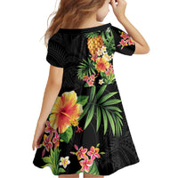 Hawaii Pineapple Tropical Family Matching Long Sleeve Bodycon Dress and Hawaiian Shirt Colorful Hibiscus Plumeria LT01 - Polynesian Pride