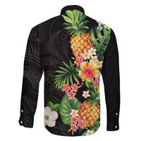 Hawaii Pineapple Tropical Family Matching Long Sleeve Bodycon Dress and Hawaiian Shirt Colorful Hibiscus Plumeria LT01 - Polynesian Pride