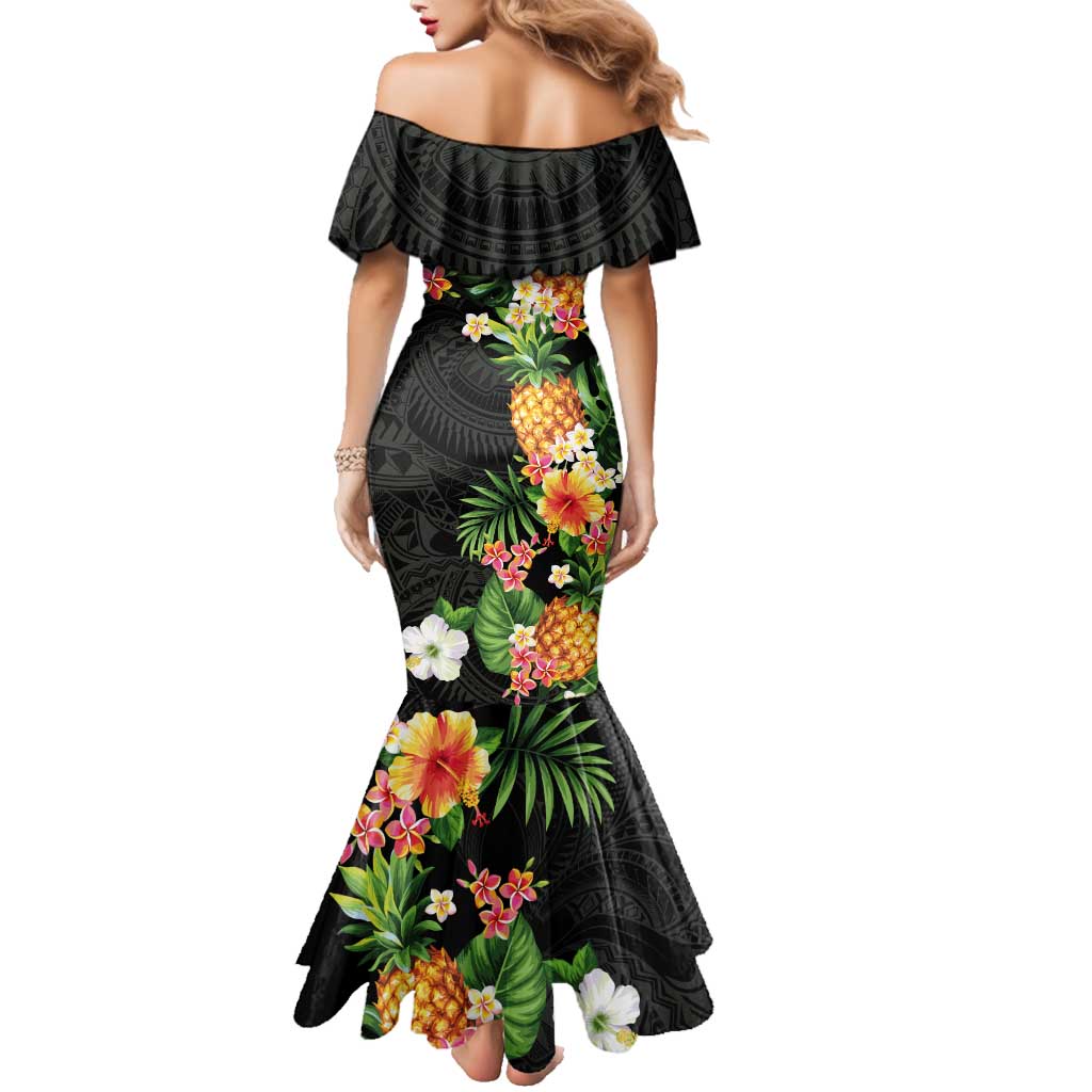 Hawaii Pineapple Tropical Family Matching Mermaid Dress and Hawaiian Shirt Colorful Hibiscus Plumeria LT01 - Polynesian Pride