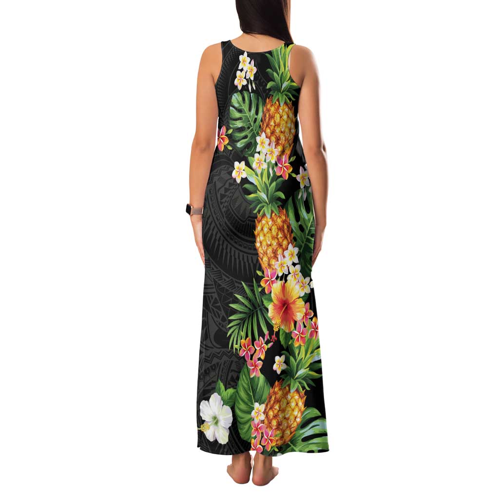 Hawaii Pineapple Tropical Family Matching Tank Maxi Dress and Hawaiian Shirt Colorful Hibiscus Plumeria LT01 - Polynesian Pride