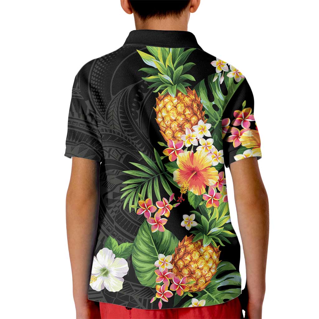 Hawaii Pineapple Tropical Kid Polo Shirt Colorful Hibiscus Plumeria
