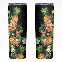 Hawaii Pineapple Tropical Skinny Tumbler Colorful Hibiscus Plumeria