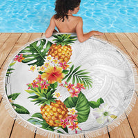 Hawaii Pineapple Tropical Beach Blanket Luminous Hibiscus Plumeria