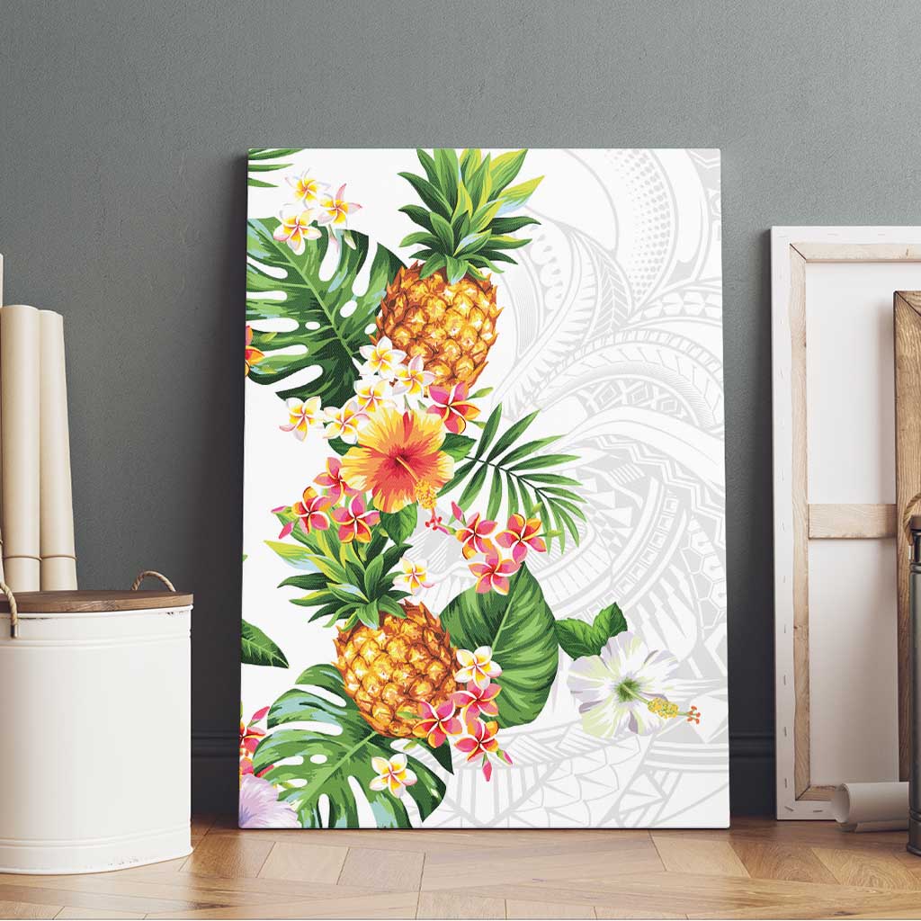 Hawaii Pineapple Tropical Canvas Wall Art Luminous Hibiscus Plumeria