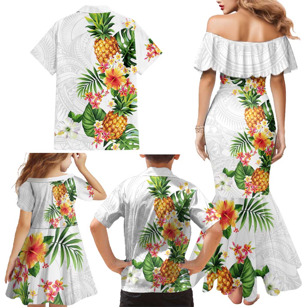 Hawaii Pineapple Tropical Family Matching Mermaid Dress and Hawaiian Shirt Luminous Hibiscus Plumeria LT01 - Polynesian Pride